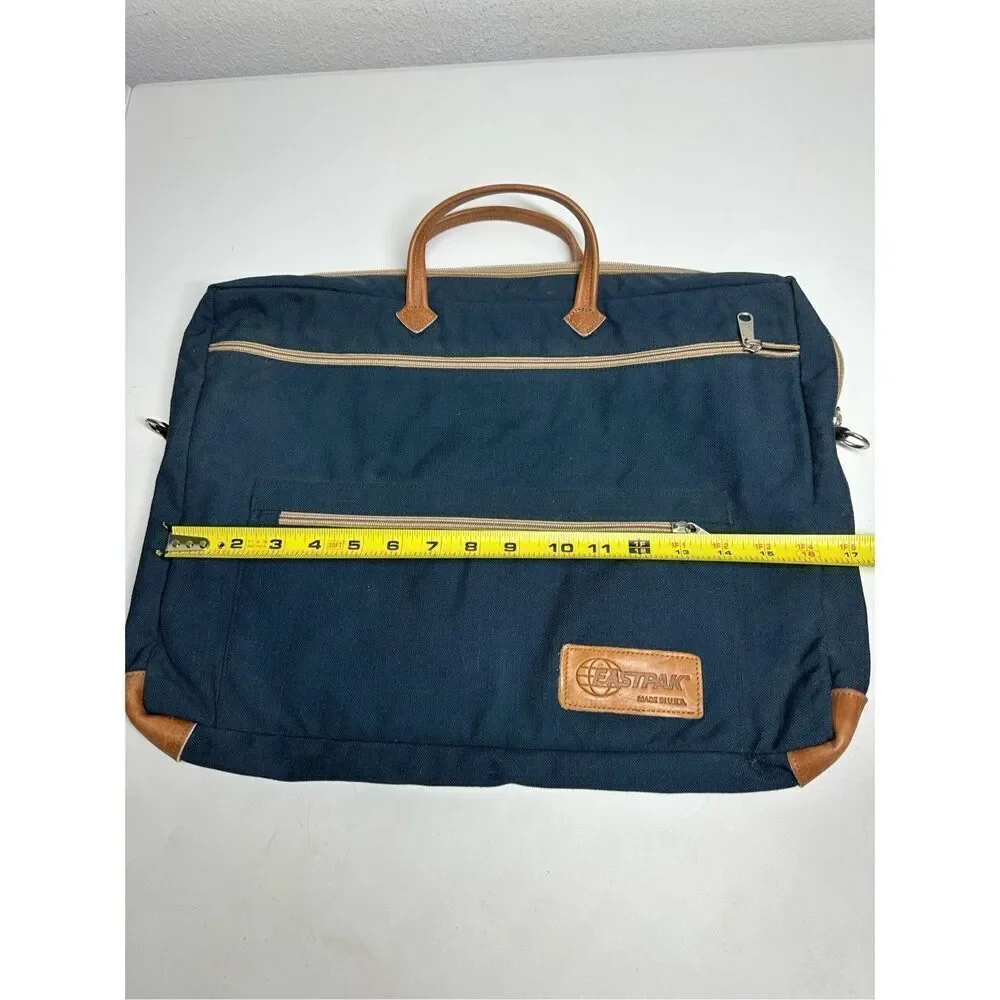 VTG 80s Eastpak Leather Trim Nylop Laptop Briefcase Carrier Attache USA Notes